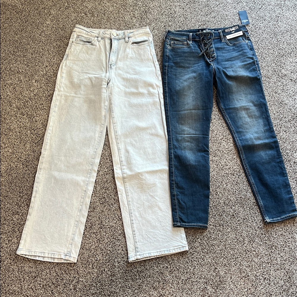 SO baggy dad jeans and Hollister crop super skinny jeans